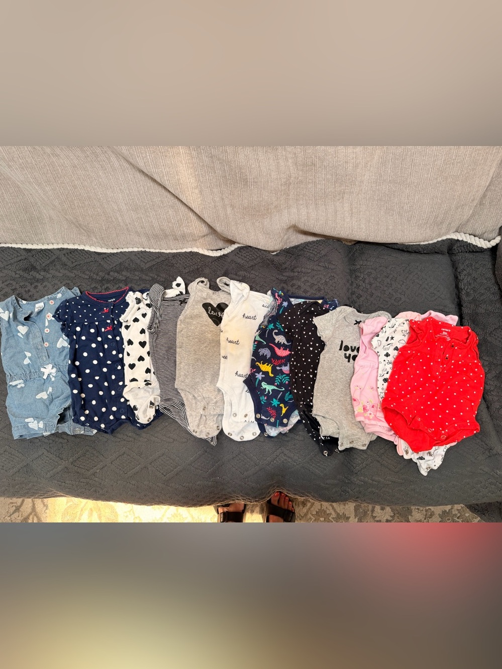 12 Assorted 3 months  Baby Girls Romper Onesies - Mixed Colors
